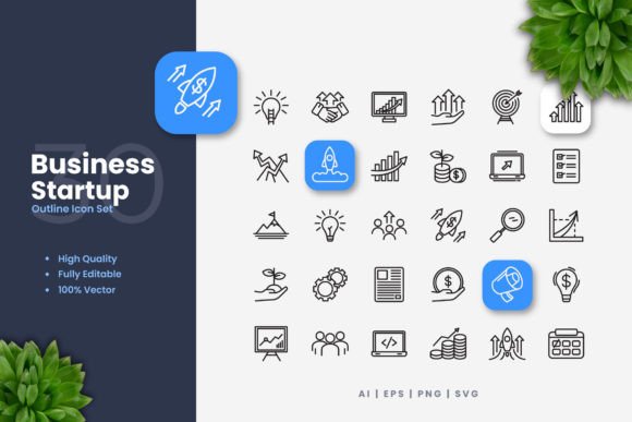 Business Startup Icons: Graphics for Editorial Use