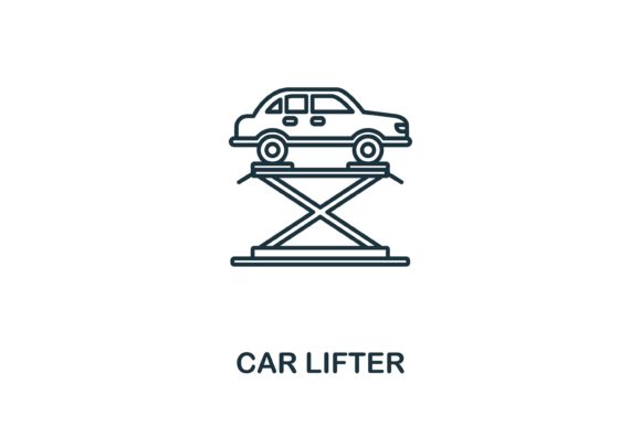Car Lifter Icon: A Versatile Graphic for Local Business Branding