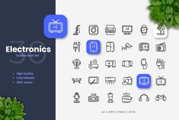 Electronics Icons: Clean Graphics for Crafters