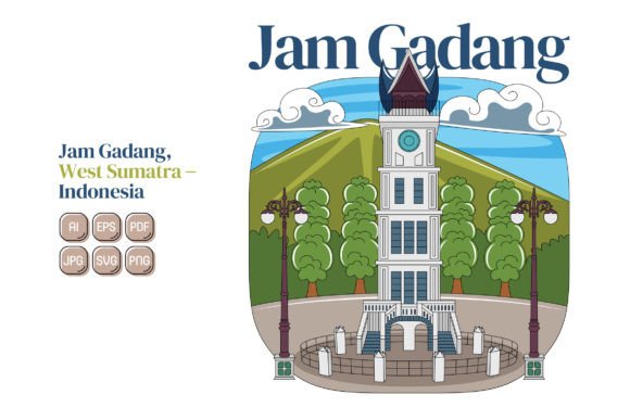 Jam Gadang Vector Illustration: Graphics & Editorial Use