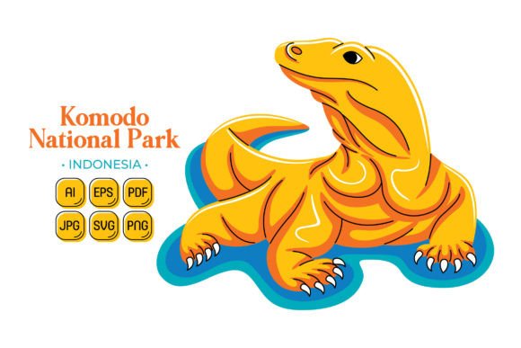 Komodo National Park Vector for Embroidery