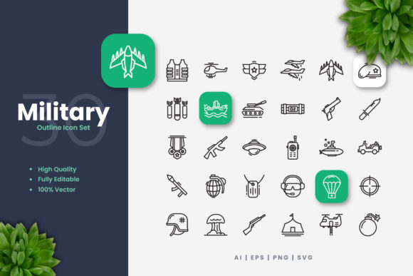 Military Icons: Clean Graphics for Branding