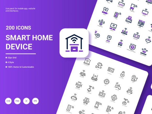 Smart Home Device Icon Pack: Graphics & Icons for Crafters