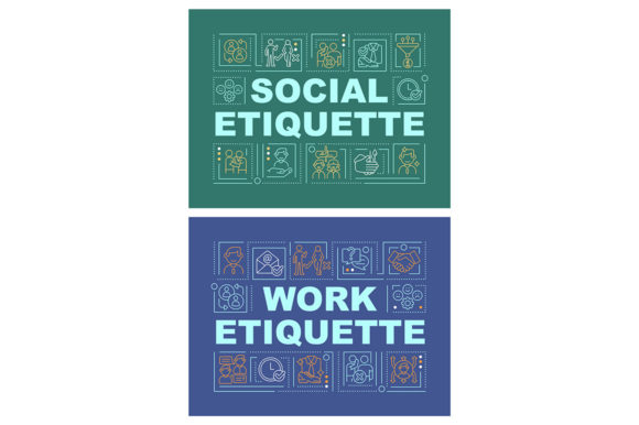 Social Etiquette Word Concept Banner Set Graphics Review