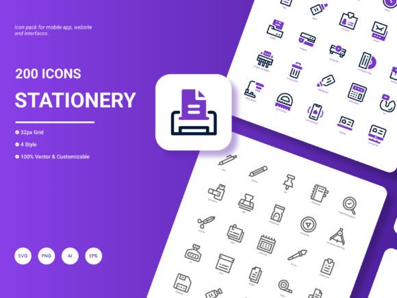 Stationery Icon Pack: Graphics & Icons for Branding