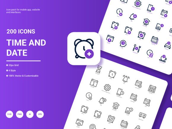 Time and Date Icon Pack: Graphics for Local Branding